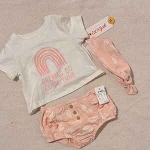 NWT Cat & Jack White and Pink Rainbow Set